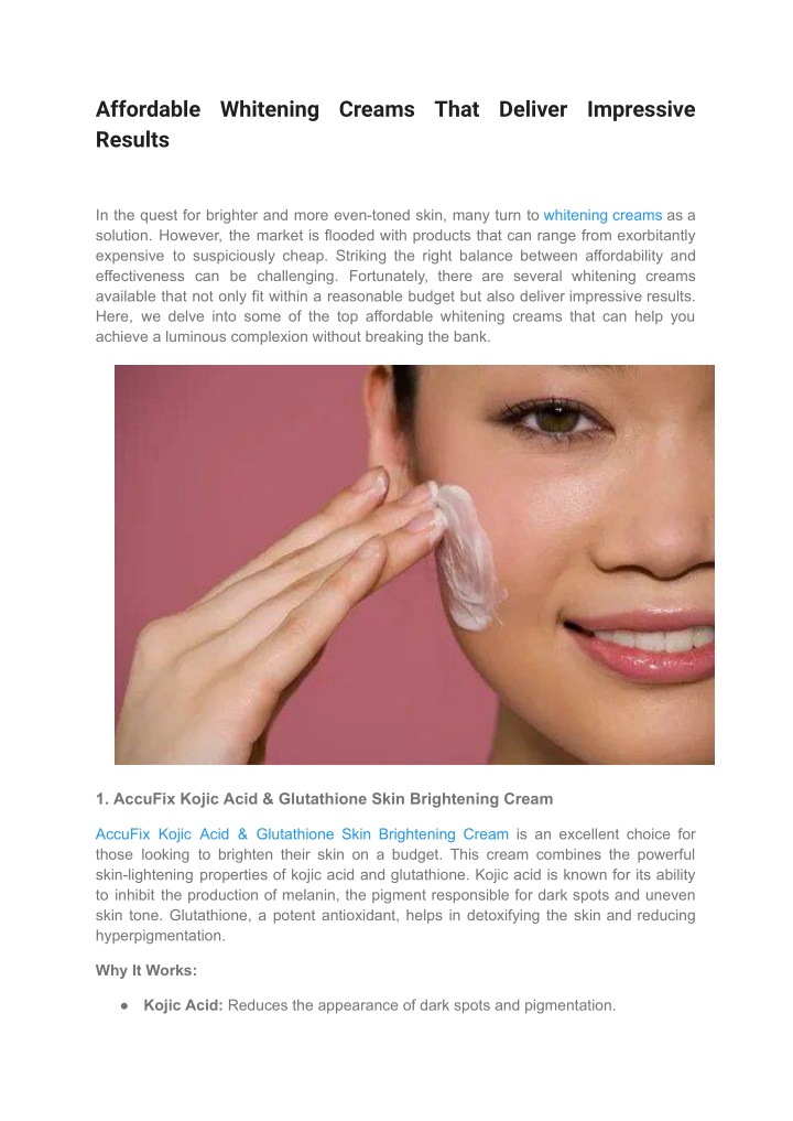 affordable whitening creams that deliver n.w