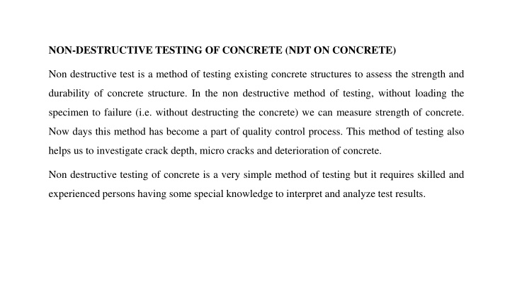 Importance of Non-Destructive Testing in Concrete Structures