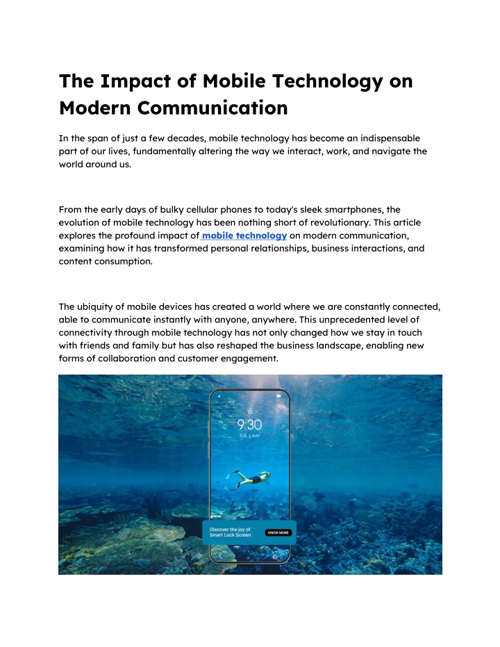 the impact of mobile technology on modern n.w