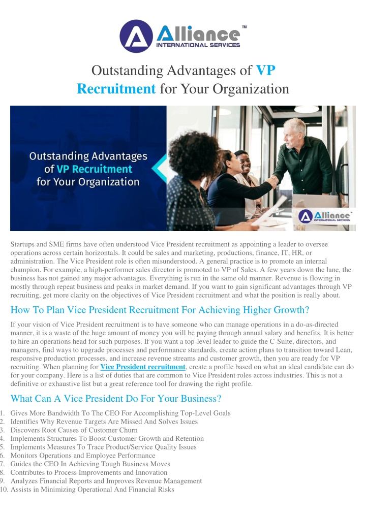 outstanding advantages of vp recruitment for your n.w