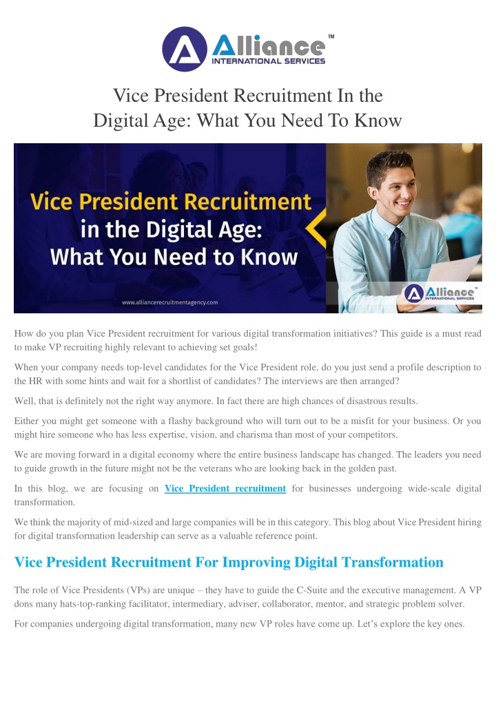 vice president recruitment in the digital n.w
