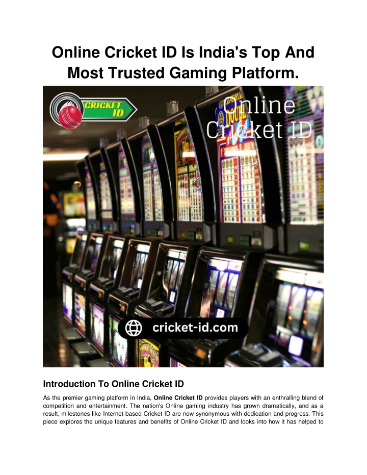 online cricket id is india s top and most trusted n.w