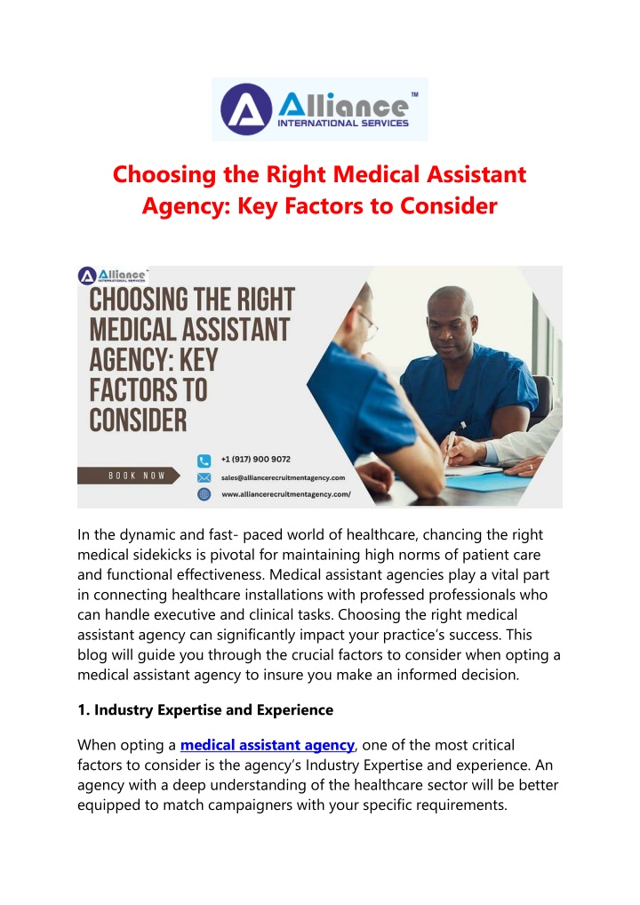 choosing the right medical assistant agency n.w