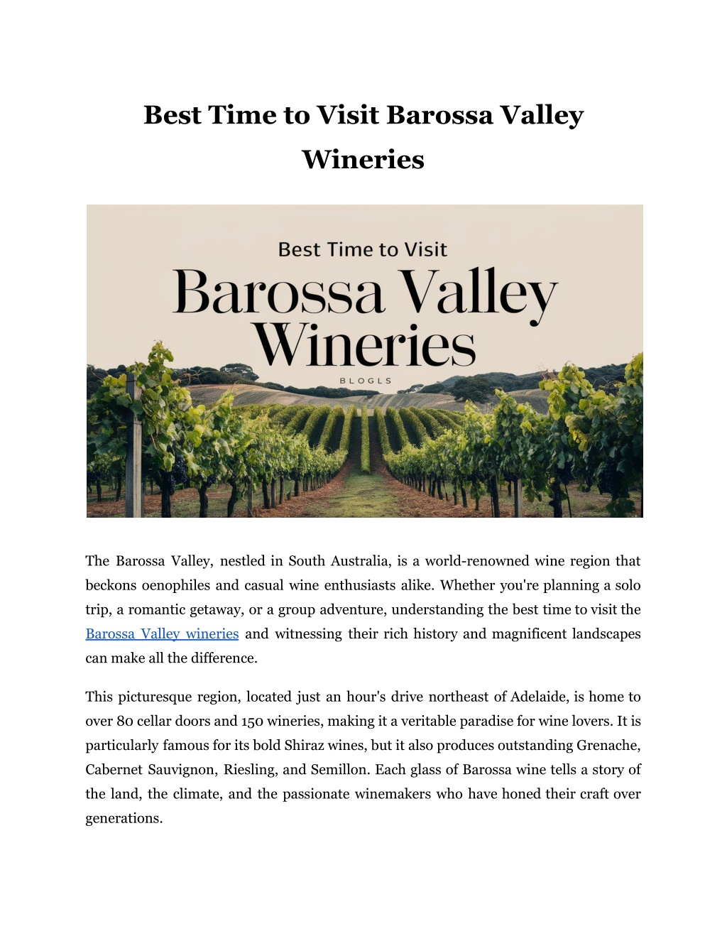 best time to visit barossa valley l.w