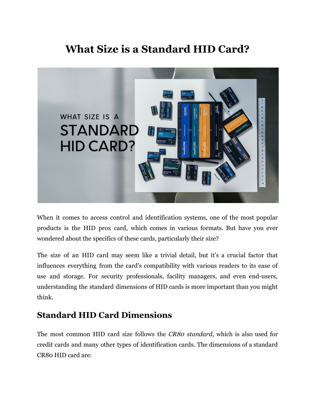 what size is a standard hid card l.w