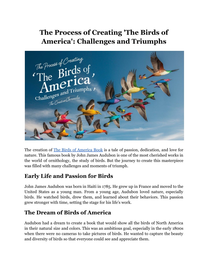 the process of creating the birds of america n.w