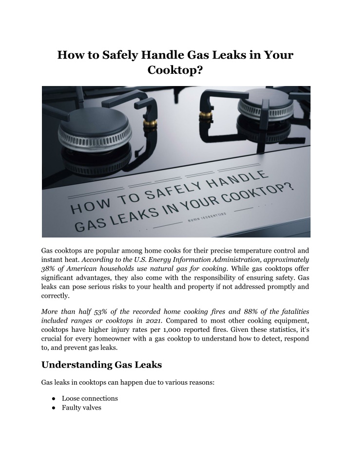 how to safely handle gas leaks in your cooktop n.w