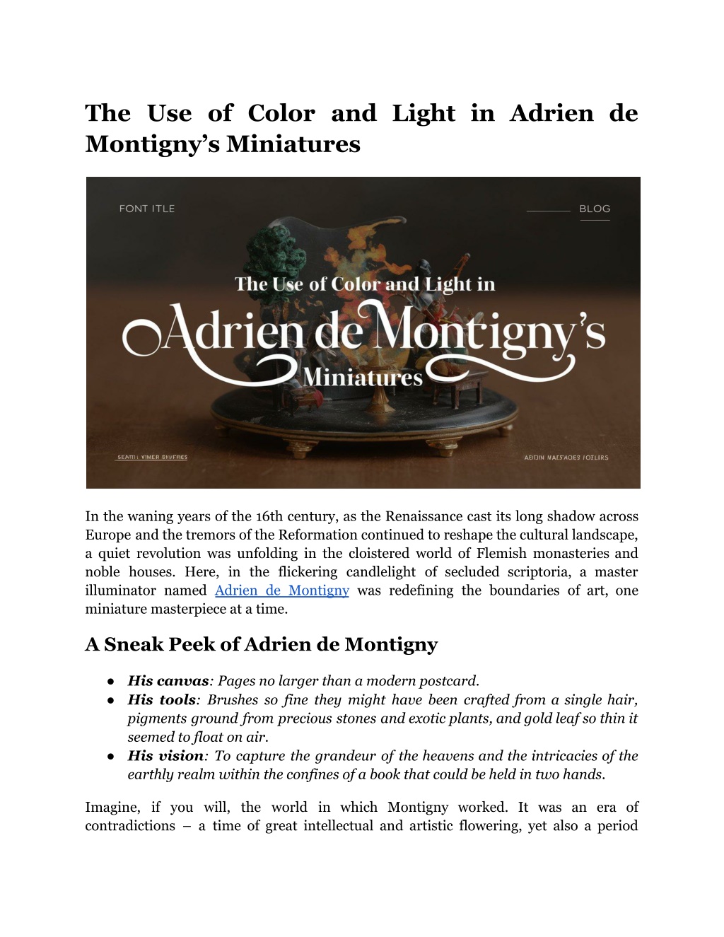 the use of color and light in adrien de montigny l.w