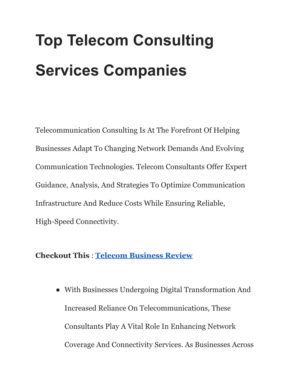 top telecom consulting n.