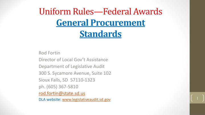 Federal Awards Procurement Standards
