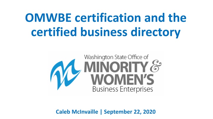 OMWBE Certification and Business Directory