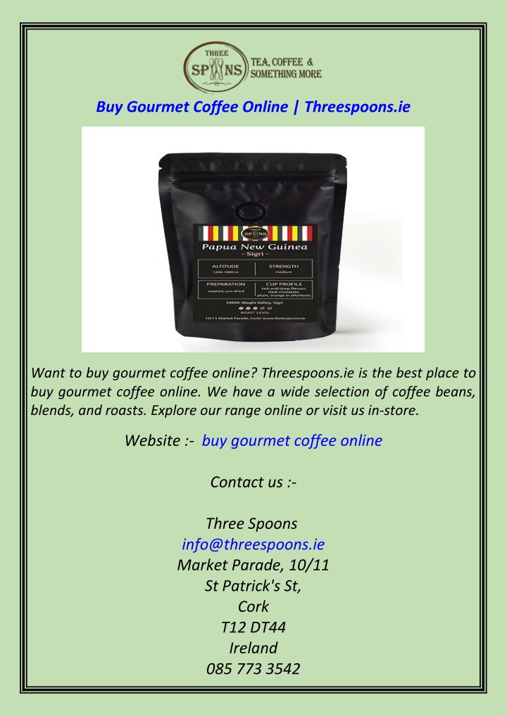 buy gourmet coffee online threespoons ie n.w