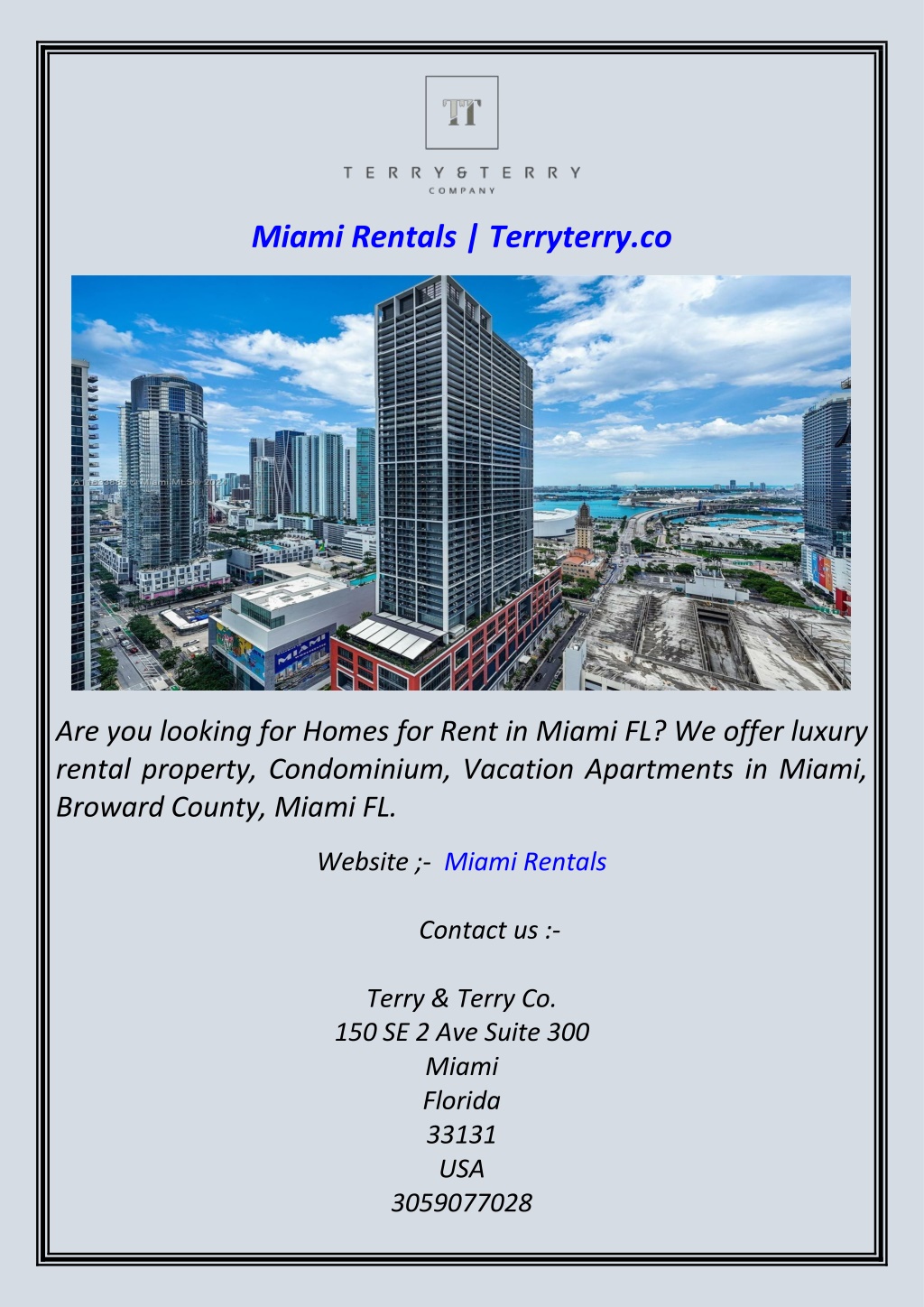 miami rentals terryterry co l.w