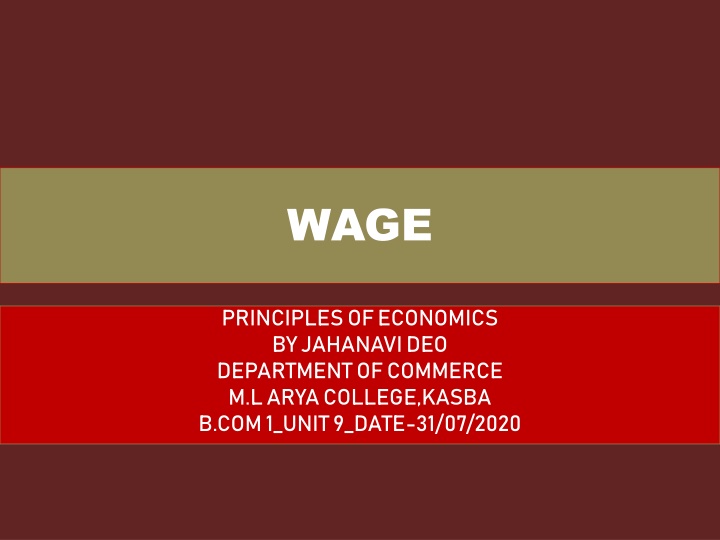 Wage Principles in Economics