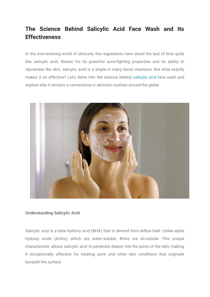 the science behind salicylic acid face wash n.w