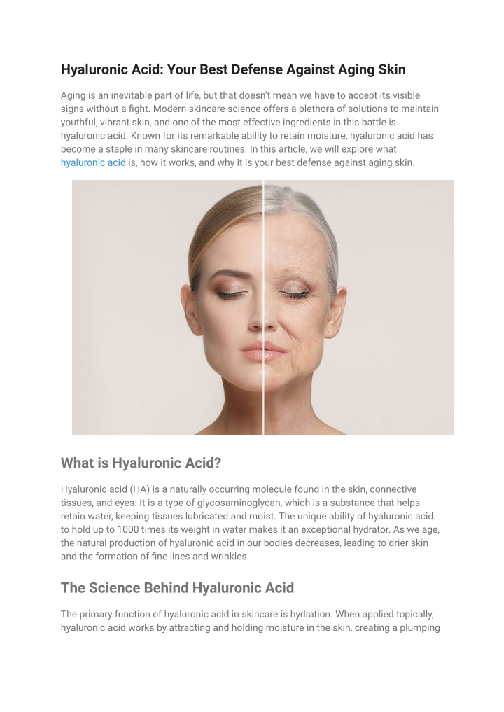 hyaluronic acid your best defense against aging n.w