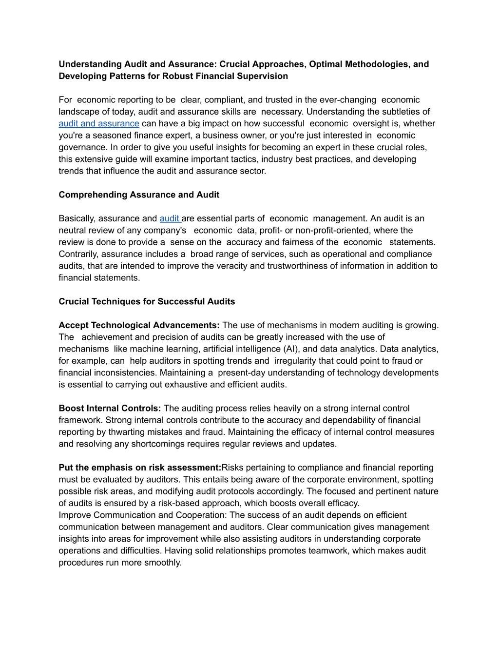 understanding audit and assurance crucial l.w