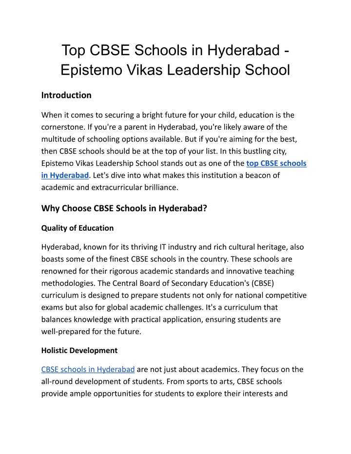top cbse schools in hyderabad epistemo vikas n.w