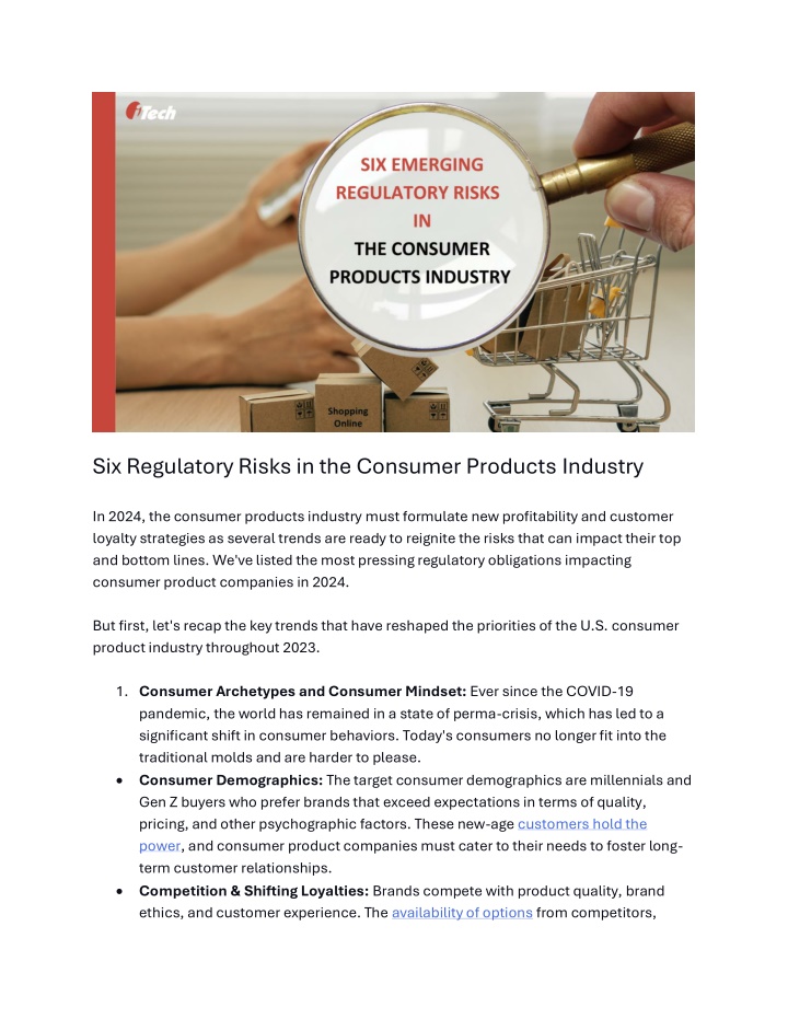 six regulatory risks in the consumer products n.w