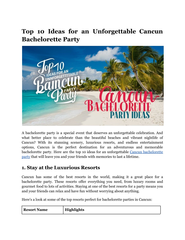 top 10 ideas for an unforgettable cancun n.w