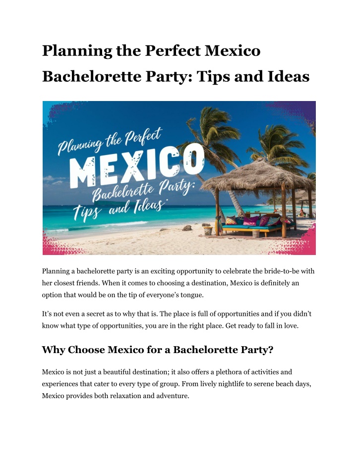 planning the perfect mexico n.w