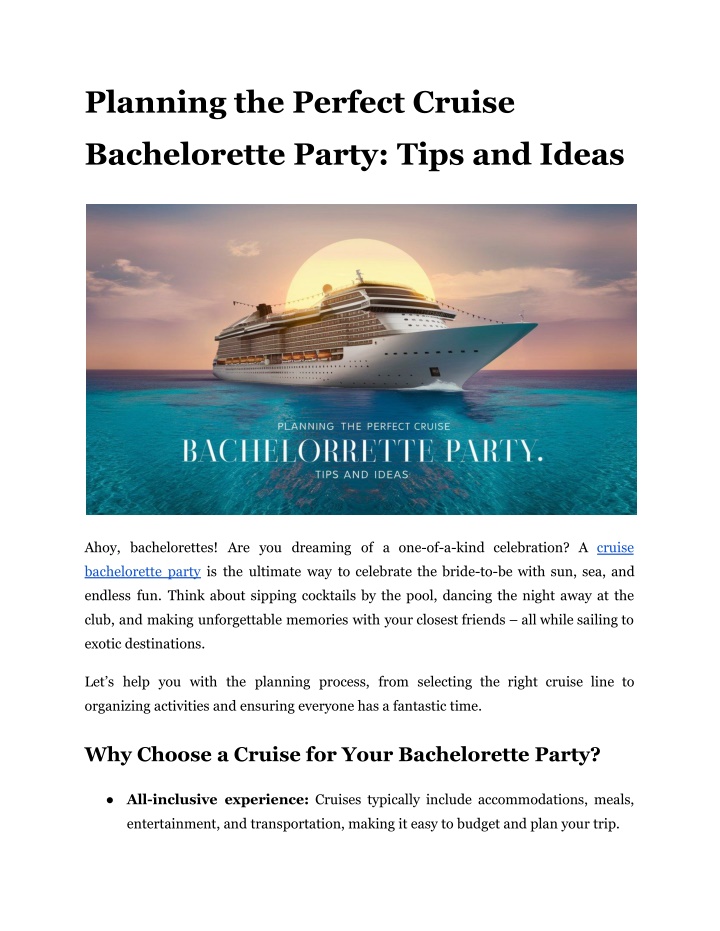 planning the perfect cruise n.w