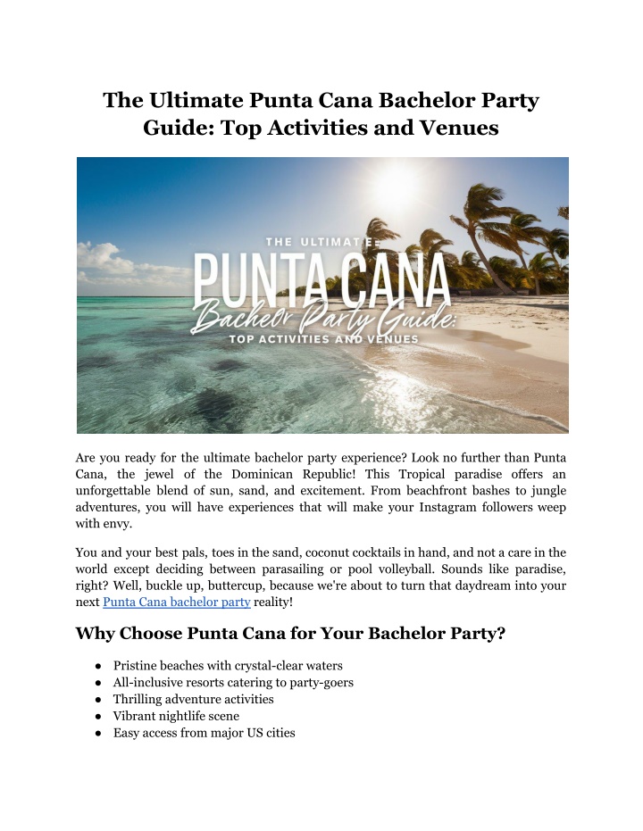 the ultimate punta cana bachelor party guide n.w