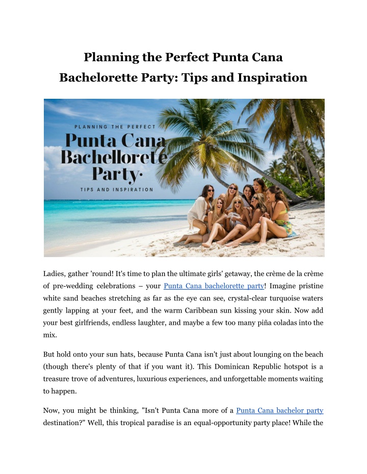planning the perfect punta cana n.w
