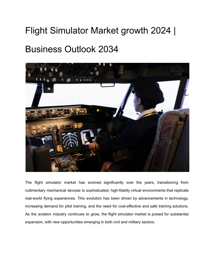 flight simulator market growth 2024 n.w