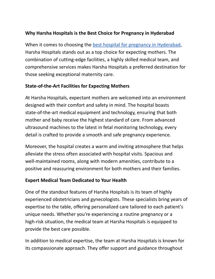 why harsha hospitals is the best choice n.w