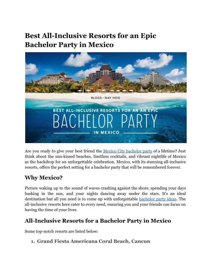 best all inclusive resorts for an epic bachelor n.w