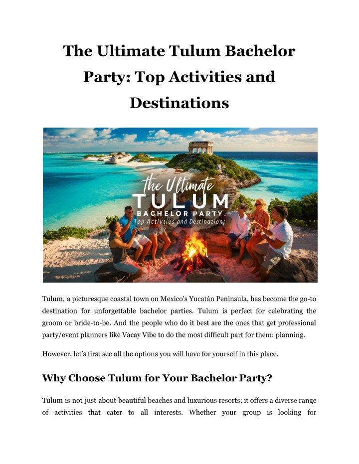 the ultimate tulum bachelor n.w