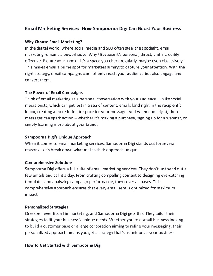 email marketing services how sampoorna digi n.w