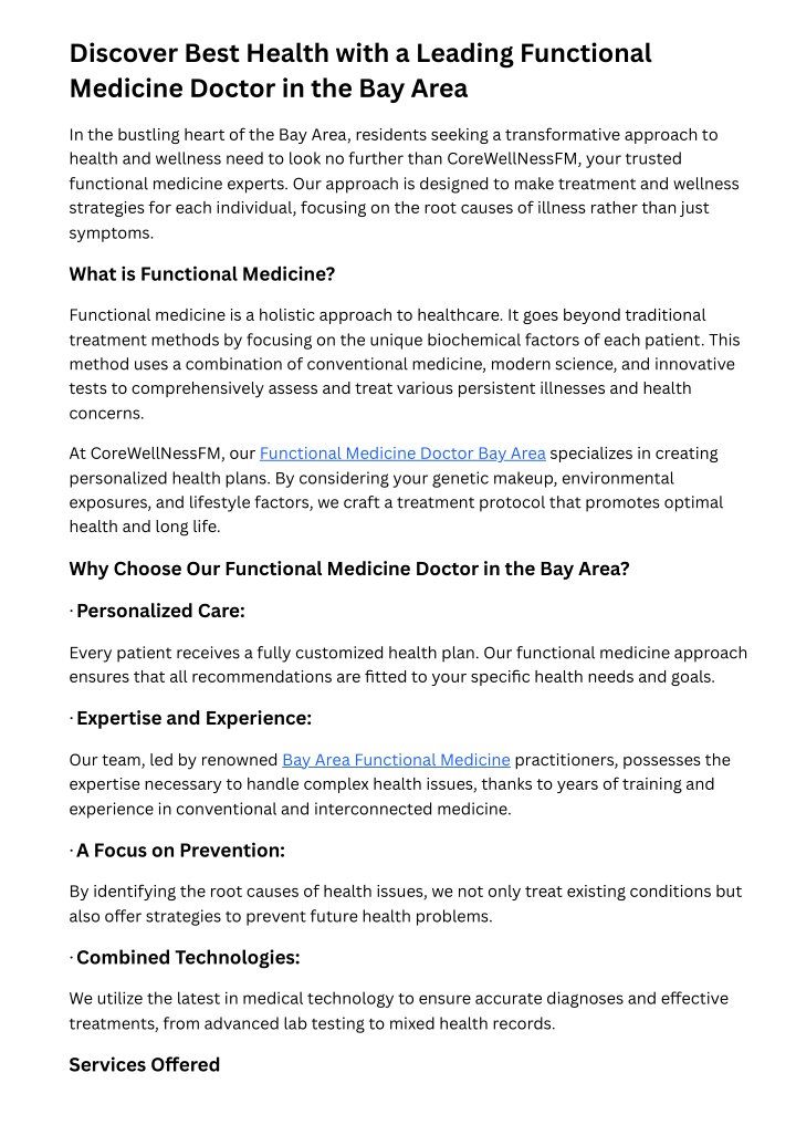 discover best health with a leading functional n.w