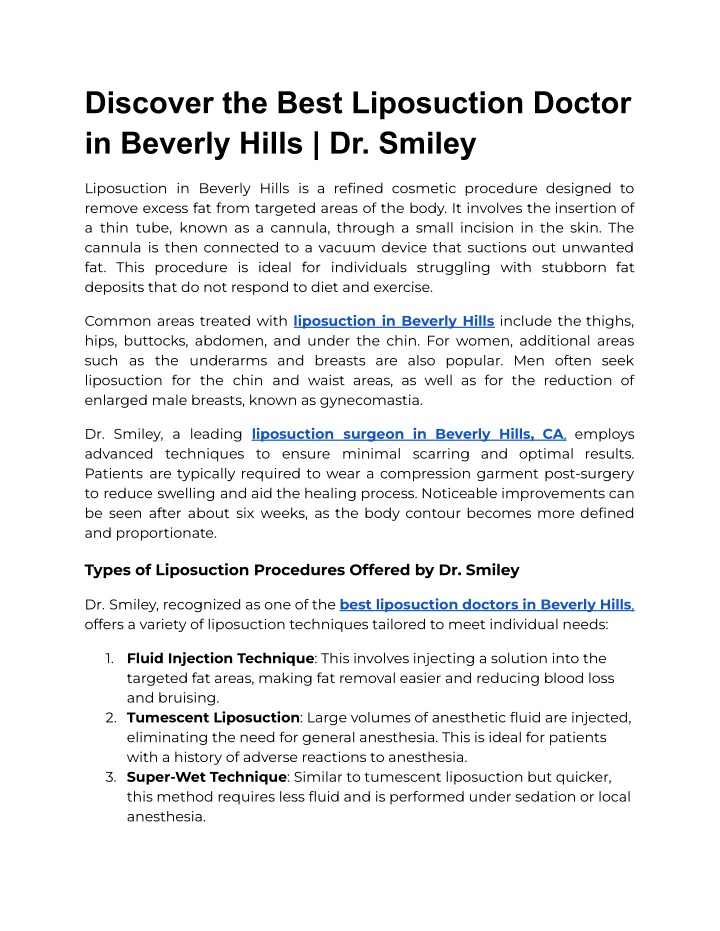discover the best liposuction doctor in beverly n.w