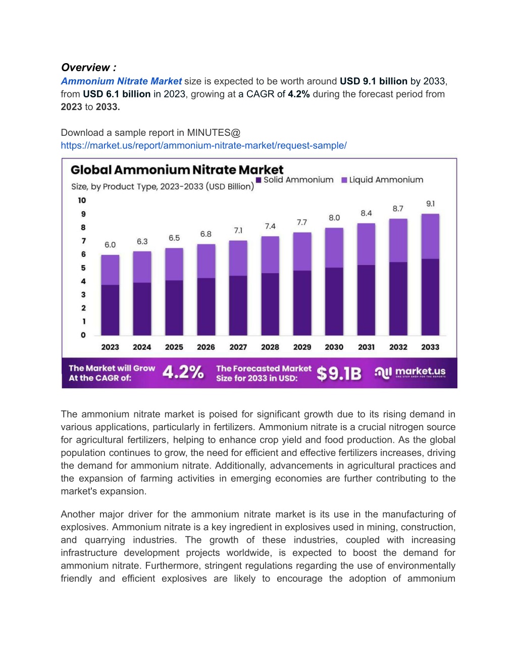 overview ammonium nitrate market size is expected l.w