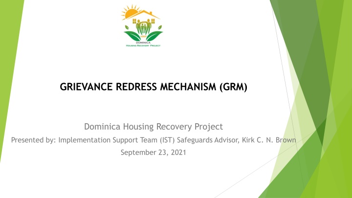 Grievance Redress Mechanism (GRM) in Dominica Housing Recovery Project