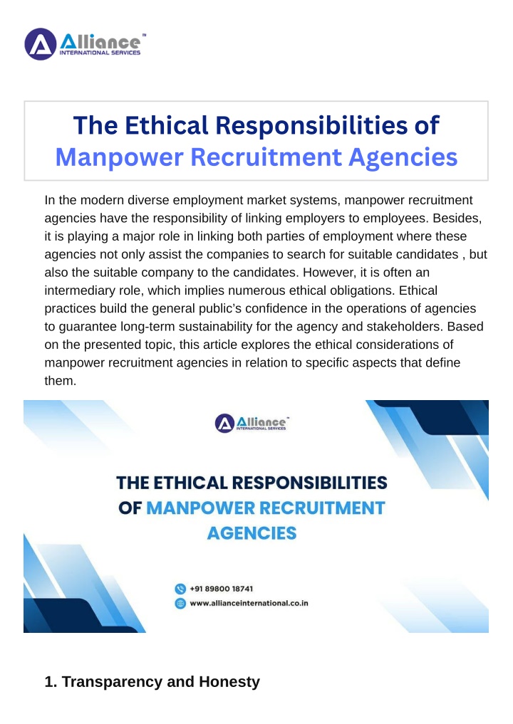 the ethical responsibilities of manpower n.w