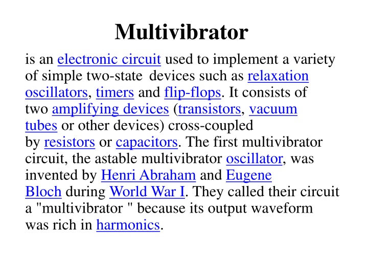 Overview of Multivibrators: Types and Applications