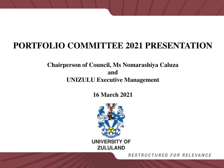 Governance and Management Overview at Portfolio Committee 2021 Presentation