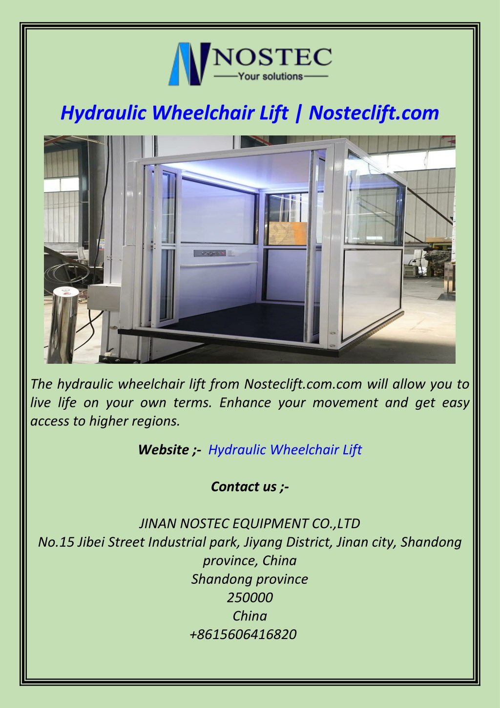 hydraulic wheelchair lift nosteclift com l.w