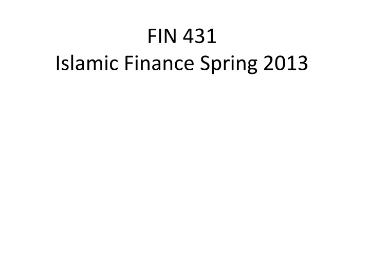 Islamic Finance: An Overview of FIN 431 Course Content
