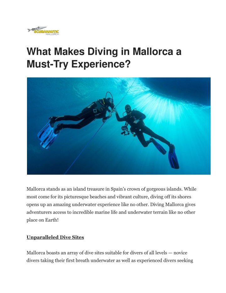 what makes diving in mallorca a must n.w