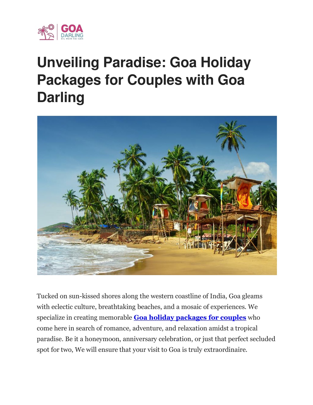 unveiling paradise goa holiday packages l.w