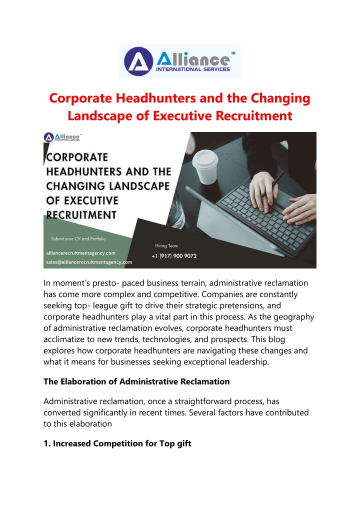 corporate headhunters and the changing landscape n.w