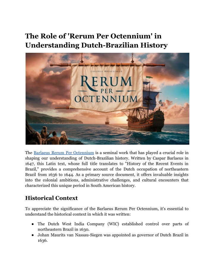 the role of rerum per octennium in understanding n.w