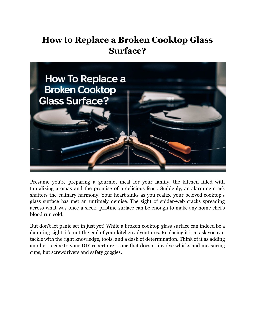 how to replace a broken cooktop glass surface l.w