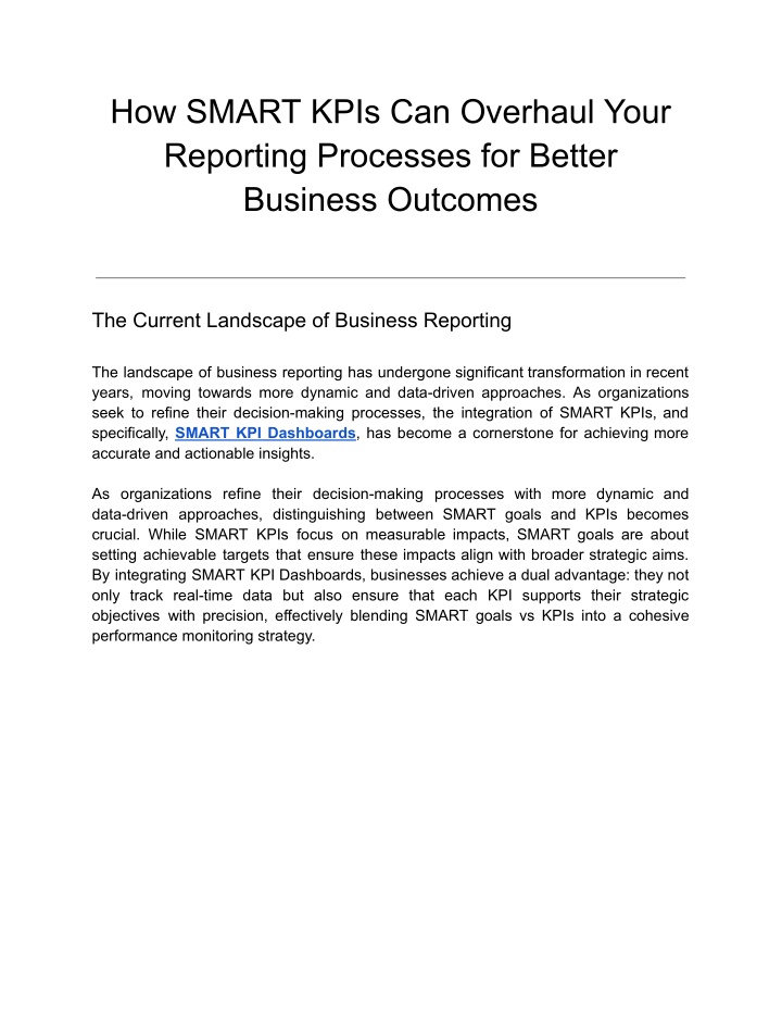 how smart kpis can overhaul your reporting n.w