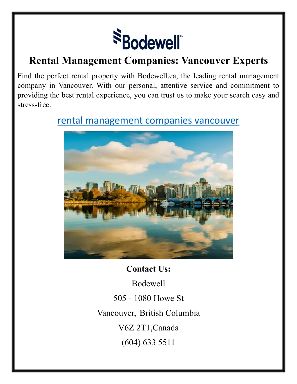 rental management companies vancouver experts n.