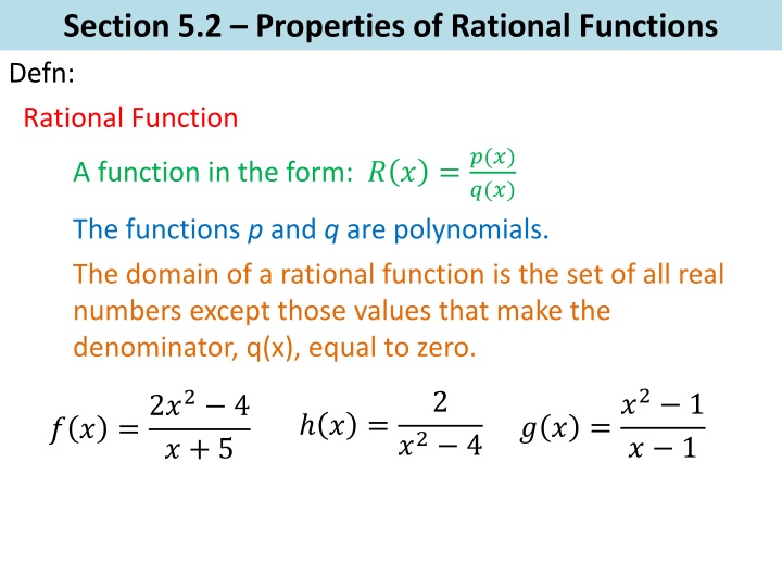 Properties of Rational Functions